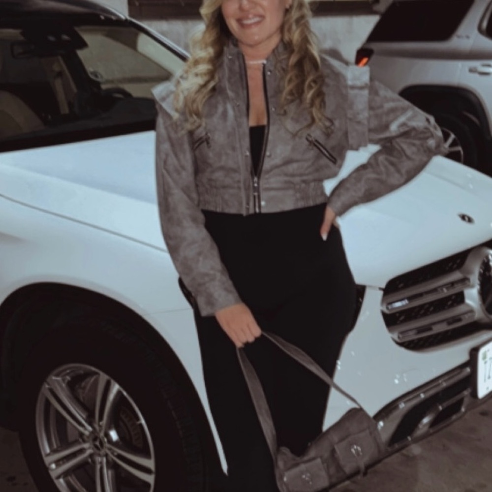 Gray Cropped Jacket worn once